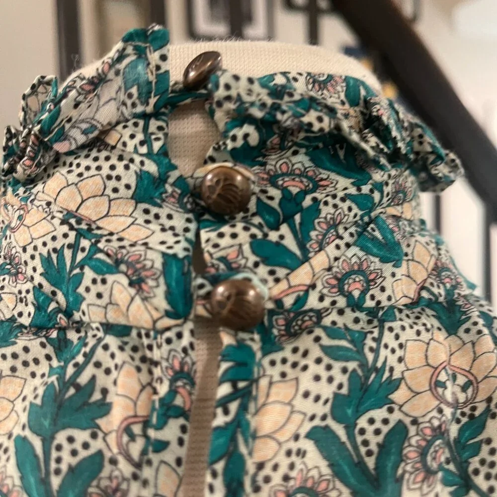 014 Anthropologie Let Me Be High Neck Printed Peasant Blouse NWOT Size XXS - Picture 13 of 14